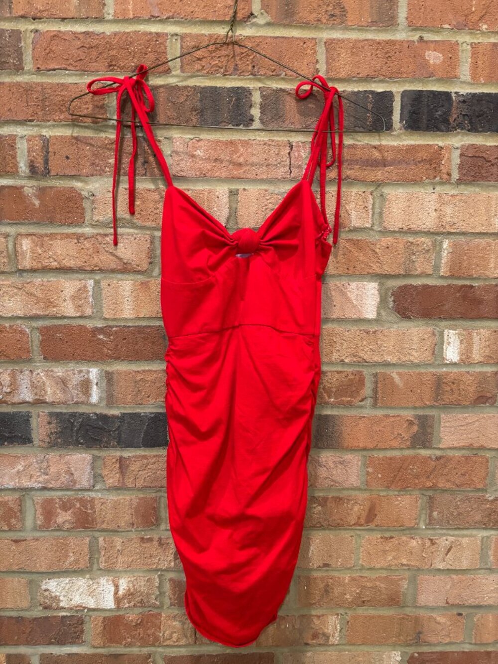Revolve (superdown) Dakota Tie Strap Ruched Mini Dress in Red